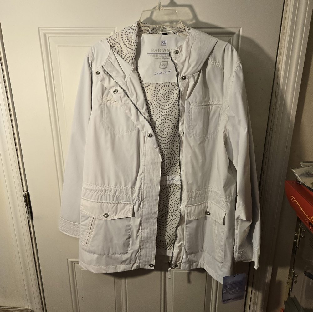 Vintage White Radiance Sears Raincoat Size XL Pockets New With Tags